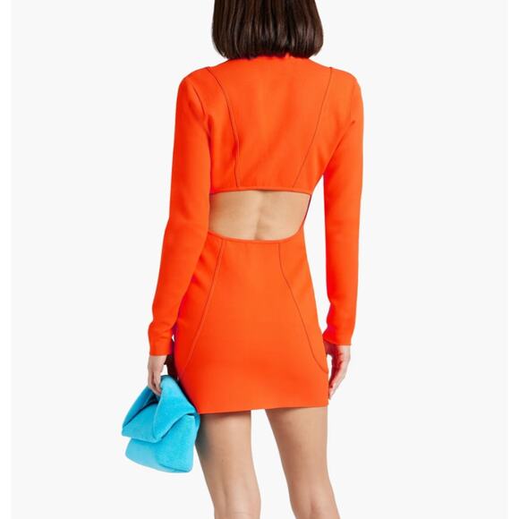 FRAME x Julia Sarr Jamois Orange Cut-Out Stretch-Woven Mini Dress, size XS - Picture 2 of 12